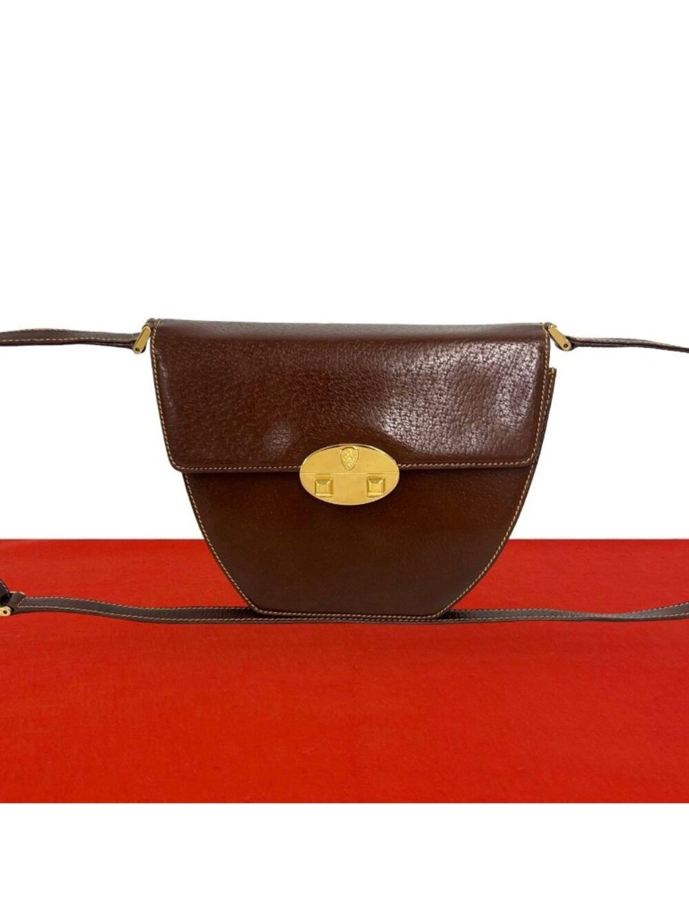 Gucci Vintage Logo Leather Shoulder Bag Pochette Brown